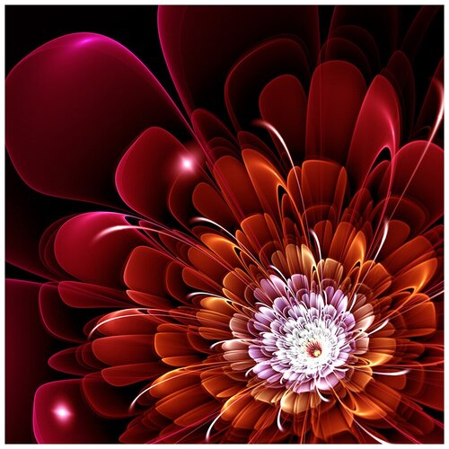 Фотообои Уютная стена Красный абстрактный цветок 3D 270х270 см Виниловые Бесшовные (единым полотном)