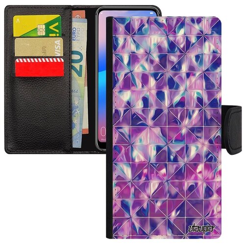 фото Защитный чехол-книжка для // galaxy a10 // "плиточный мотив" геометрический узор, utaupia, фиолетовый