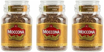 Кофе растворимый Moccona Continental Gold сублимированный, стеклянная банка, 3 уп. по 95 г