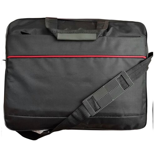фото Сумка-портфель mypads m127-418 для ноутбука asus acer hp xiaomi huawei honor msi lenovo redmibook, matebook, magicbook диагоналями 15/15.4/15.6 из качественного нейлона черный с красной полосой
