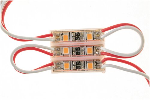 Светодиодный модуль нелинзованный SMD 5730, 3 LED, 12 В, 0.72 Вт, IP67, желтый