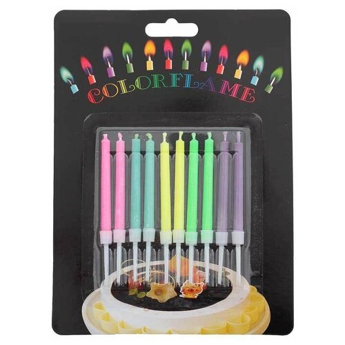 Подарки Свечи для торта Цветное пламя 10 штук 392₽