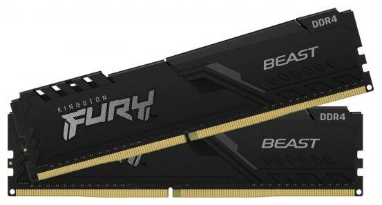 Оперативная память для компьютера 32Gb 2x16Gb PC4-25600 3200MHz DDR4 DIMM CL16 Kingston FURY Beast Black KF432C16BBK232