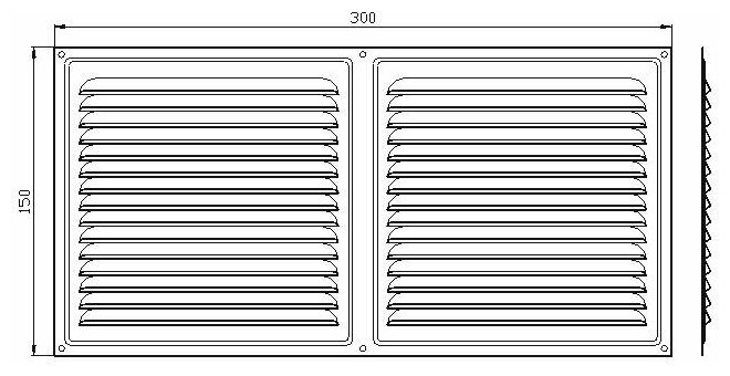 Решетка вентиляционная металлическая 150х300 белый - фотография № 2