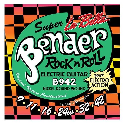 B942 The Bender Super Комплект струн для электрогитары, никелированные, 9-42, La Bella струны для электрогитары la bella b838 the bender ultra