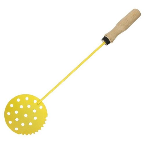 Черпак для льда с деревянной ручкой, окрашенный, цвет жёлтый черпак рыболовный с деревянной ручкой диаметр 9 5 см