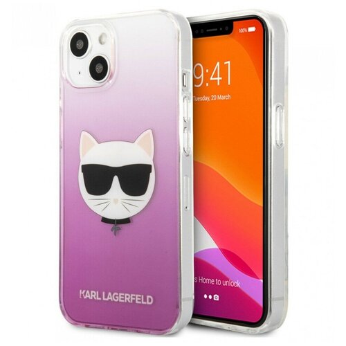 фото Чехол cg mobile karl lagerfeld pc/tpu choupette hard для iphone 13, цвет розовый градиент (klhcp13mctrp)