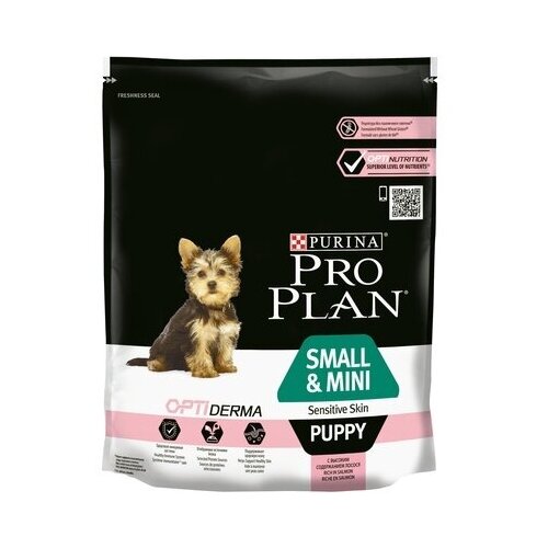 Purina Pro Plan Сухой корм для щенков малых и карликовых пород с чувствительной кожей: лосось и рис (Small Mini Puppy Sensitive Skin Salmon) 1227246712444207 0,7 кг 12635 (2 шт)