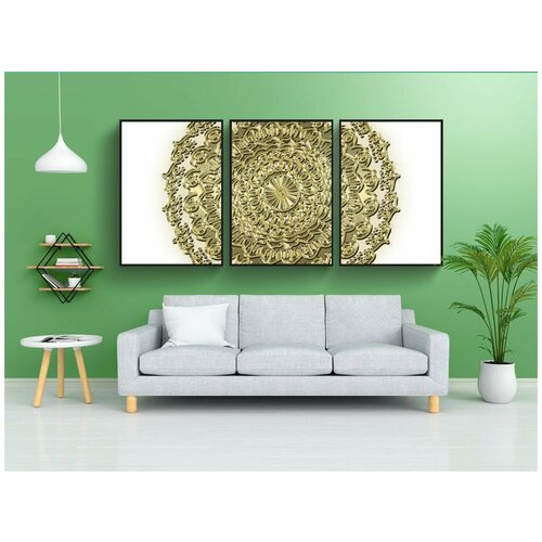 фото Набор модулных постеров для интерьера "орнамент, золотой, металлизированный" 60x90 см. в тубусе, без рамки lotsprints