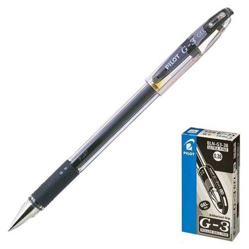 Купить Ручка гелевая Pilot G3, чернила черные, узел 0.38 мм, с грипом, Без бренда