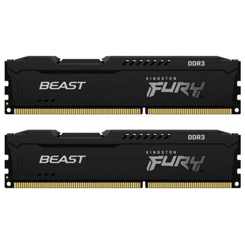 Оперативная память Kingston DDR3 8Gb KIT 2x4Gb 1600MHz pc-12800 FURY Beast Black (KF316C10BBK2/8) оперативная память kingston fury beast 16 гб 8 гб x 2 шт ddr3 1600 мгц dimm cl10 kf316c10bbk2 16