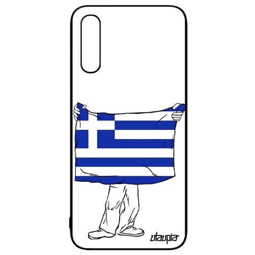 фото Противоударный чехол на смартфон // galaxy a50 // "флаг греции с руками" государственный туризм, utaupia, белый