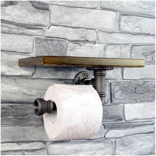 Полка лофт из водопроводных труб, с держателем туалетной бумаги