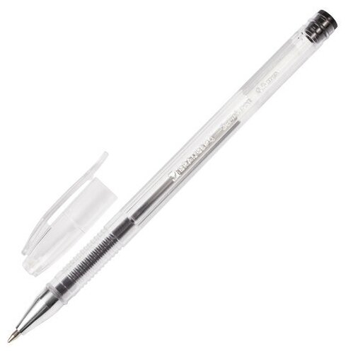 Ручка гелевая BRAUBERG "Jet", черная, корпус прозрачный, узел 0,5 мм, линия письма 0,35 мм, 141018 7 шт