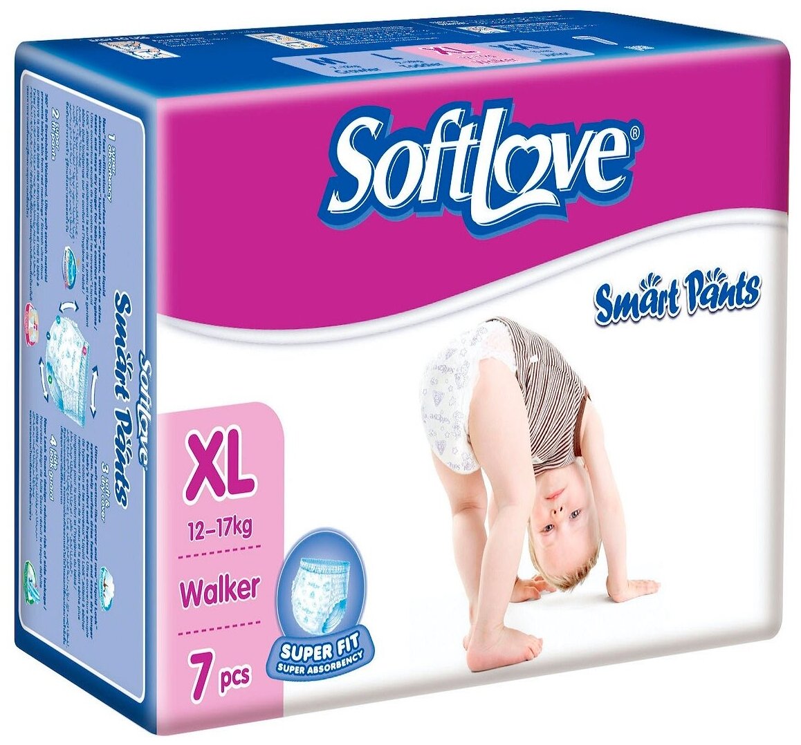 Подгузники-трусики Softlove Smart Pants, размер ХL, 12-17кг, 7шт.