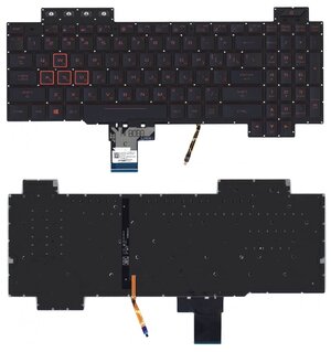 Клавиатура для ноутбука Asus TUF Gaming FX505DT черная с красной подсветкой