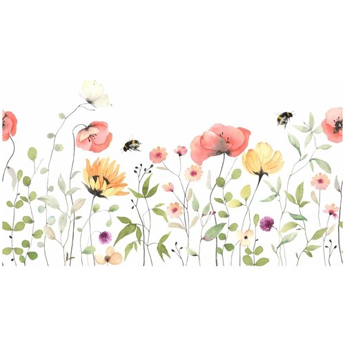 Фотообои Уютная стена Луговые цветы 430х270 см Бесшовные Премиум (единым полотном)