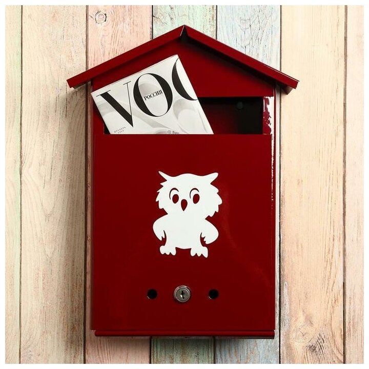 Ящик почтовый с замком, вертикальный, «Домик», вишнёвый - фотография № 6