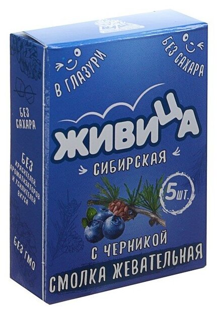 Смолка жевательная «Живица Сибирская» в глазури без сахара с черникой и пчелиным воском 4346599 - фотография № 4