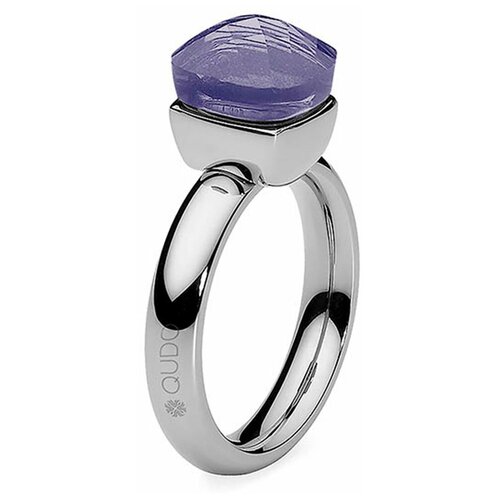 фото Кольцо qudo, бижутерный сплав, серебрение, фианит, размер 16.5, серебряный, фиолетовый