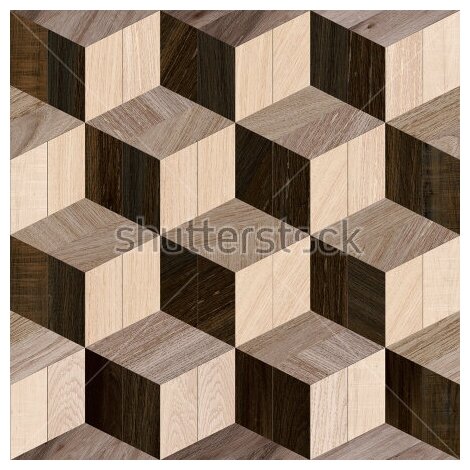 Постер на холсте Оптическая иллюзия объёма - композиция из деревянных кубов или ромбов 30см. x 30см.