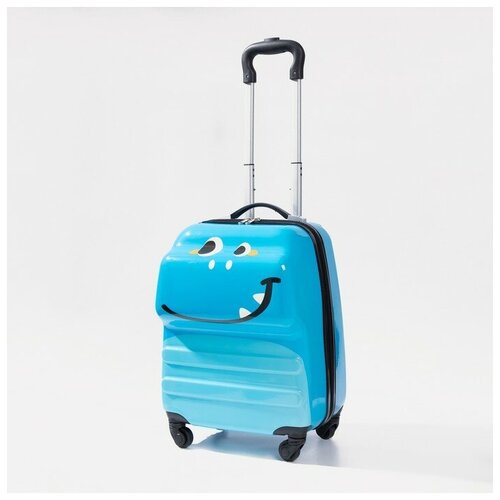 фото Чемодан малый 18" на молнии, цвет голубой хорошее настроение