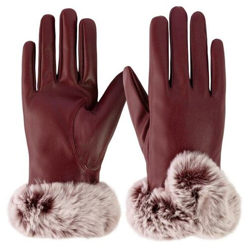 фото Кожаные женские перчатки с мехом gsmin leather gloves (красный)