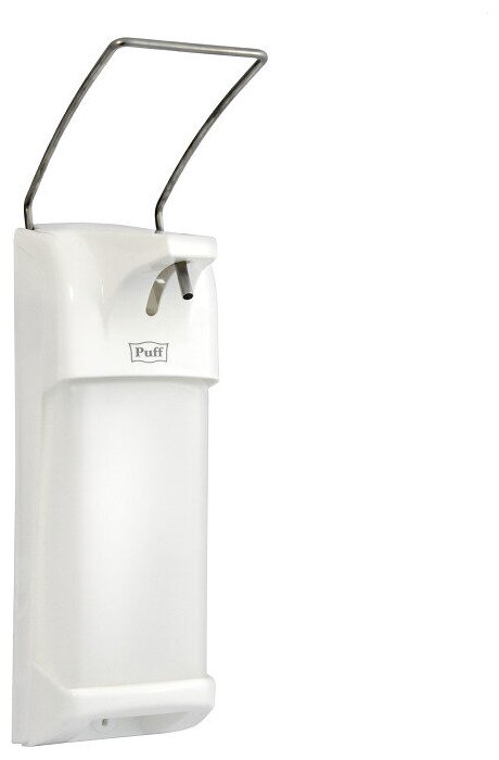 фото Диспенсер для мыла, Диспенсер для средств индивидуальной защиты механический Puff Локтевой дозатор универсальный для жидкого мыла и дез. растворов, 1000 мл, Puff-8194, пластиковый, 1402.177, 1000 мл, 1 шт