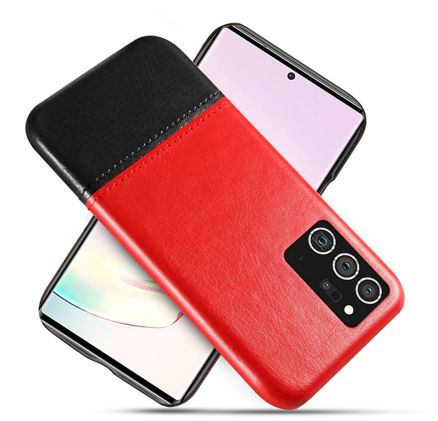 Чехол-накладка Mypads для Samsung Galaxy Note 20 Ultra (SM-N985F) обтянутый кожей двухцветный с элегантной прошивкой красный-черный