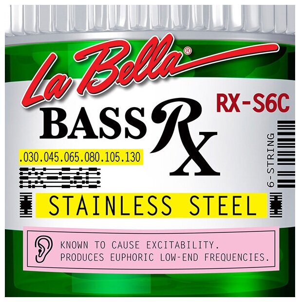 La Bella RX-S6C RX – Stainless Комплект струн для 6-струнной бас-гитары, 30-130