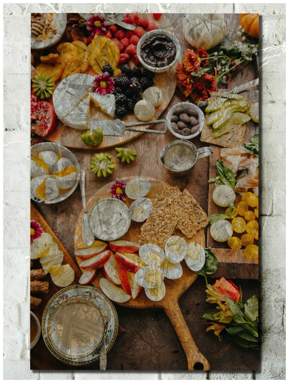 Картина интерьерная на рельефной доске Разное Еда (азиатская кухня, рис, вок, рыба, интерьер, кафе, бар) - 4539