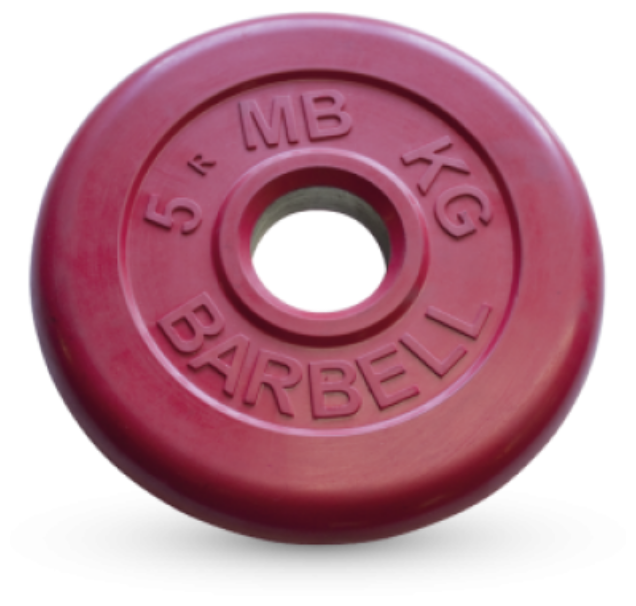 5 кг диск (блин) MB Barbell (красный) 50 мм.