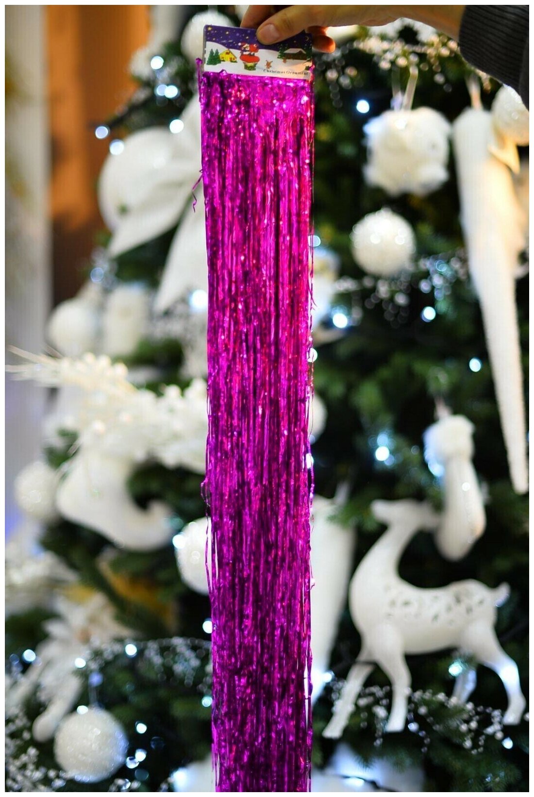 Рождественская декорация (Дождик из мишуры) розовый, China Dans, артикул 20141032