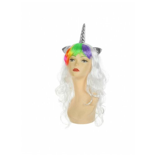 Карнавальный парик «Единорог», с чёлкой карнавальный праздничный парик из искусственного волоса радужный