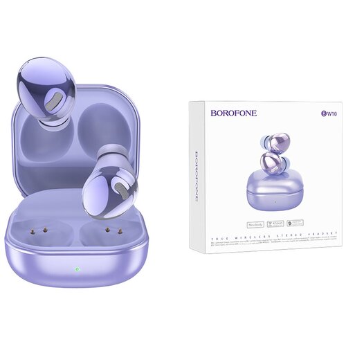 Наушники внутриканальные Borofone BW10, Magic Rhyme, пластик, силикон, микрофон, bluetooth 5.1, цвет: фиолетовый