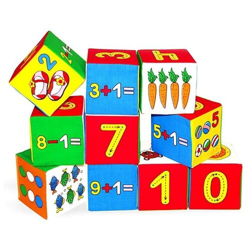 кубики мякиши умная математика 10 кубиков 7 7 см Набор развивающих мягких кубиков Умная математика