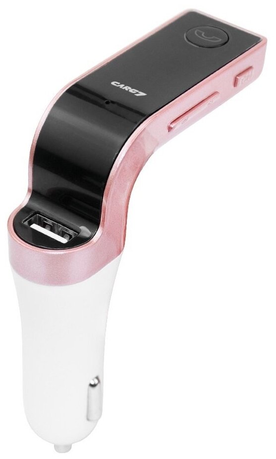 Автомобильный FM-модулятор с Bluetooth, USB, AUX , microSD 4-в-1, цвет розовый