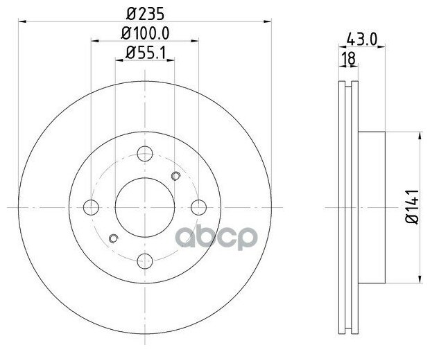 Диск Тормозной Echo Saloon (_P1_) Platz (Ncp1_ Scp1_) Yaris (_P1_) Yaris (_P13_) Mintex арт. mdc1392c