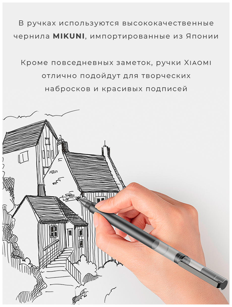 Набор Ручек Xiaomi Mi Gel Ink Pen Black (10шт) (MJZXB01WC) - фото №6
