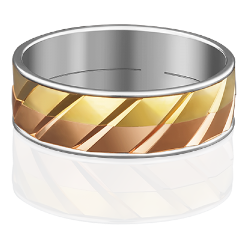 PLATINA jewelry Обручальное кольцо из комбинированного золота без камней 01-4892-00-000-1140-39, размер 17,5