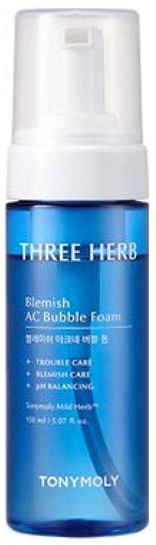 TONY MOLY Three Herb Blemish AC Bubble Foam Пенка-мусс для умывания для проблемной кожи, 150 мл.