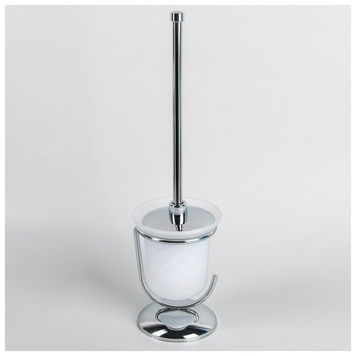 фото Ёрш для унитаза с подставкой accoona, 12×12×42 см, цвет хром