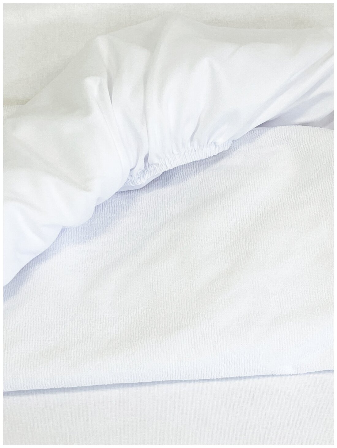 Наматрасник детский на резинке на круглую (75х75см) кроватку комфорт непромокаемый махровый