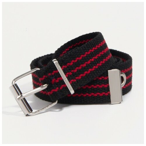 фото Ремень детский, ширина 3 см, пряжка металл, цвет черный/красный noname