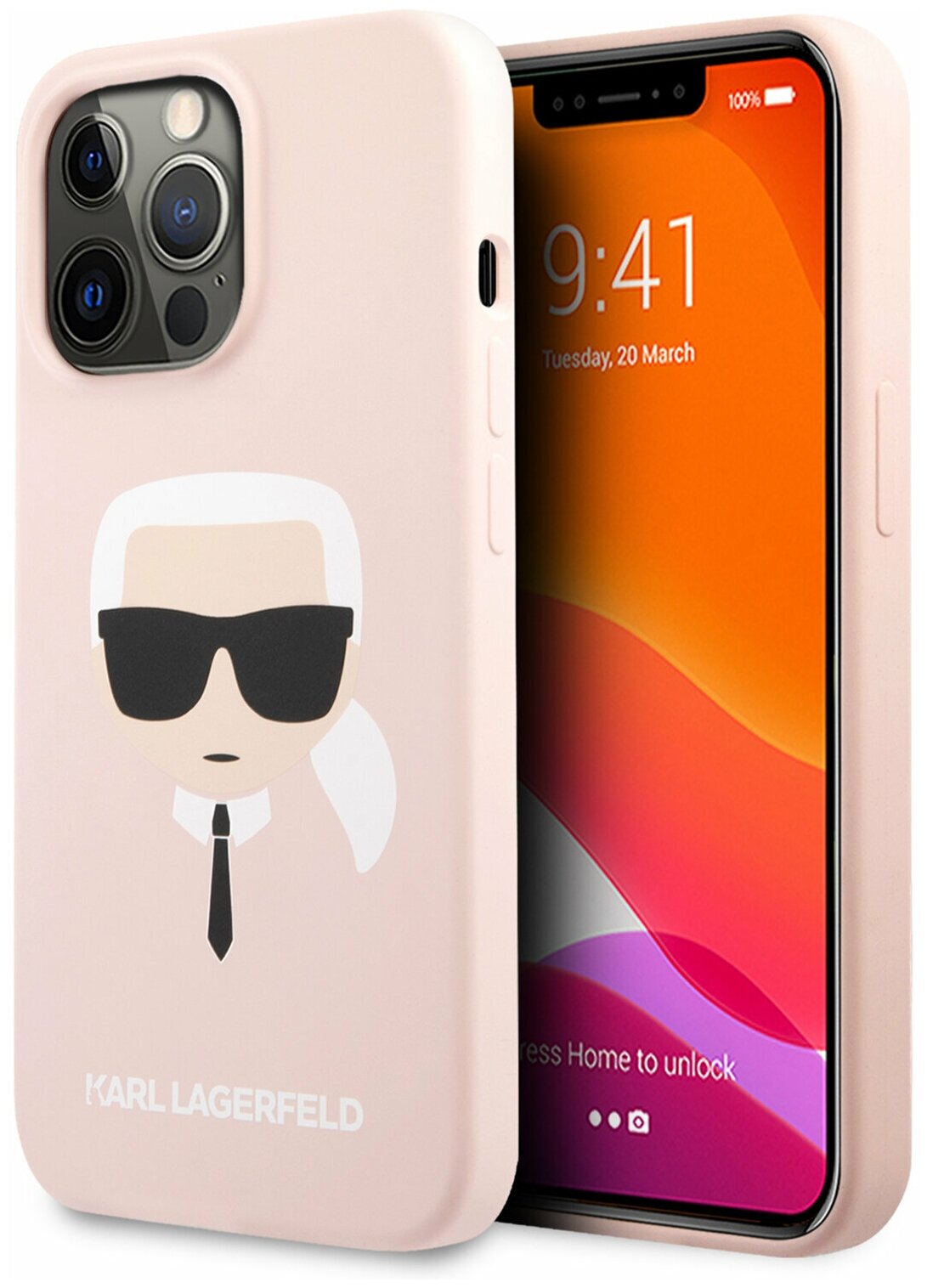 Lagerfeld для iPhone 13 Pro Max чехол Liquid silicone Karl's Head Hard Pink