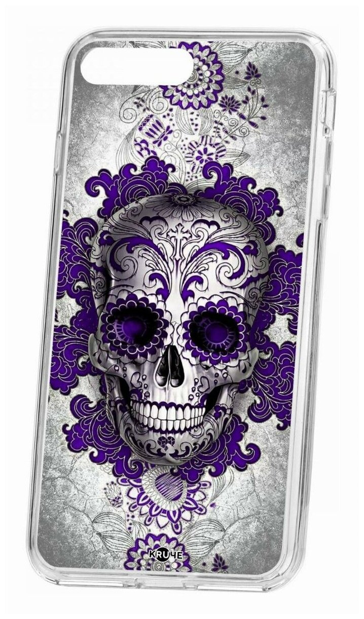 Чехол для iPhone 7 Plus/8 Plus Kruche Print Sugar skull,противоударная пластиковая накладка с рисунком,защитный силиконовый бампер с защитой камеры