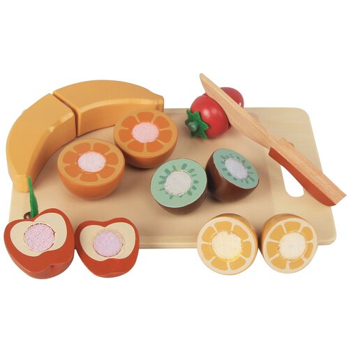 фото Набор продуктов с посудой magni wooden cutting set with fruits 24143 разноцветный