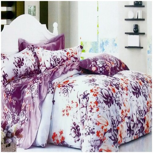 фото Комплект постельного белья сатин-люкс 11-40 фиделия хлопок 100%, евро, сиреневый tana