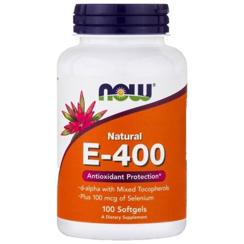 Капсулы NOW Natural E-400 Mixed Tocopherols with Selenium, 130 г, 100 шт.