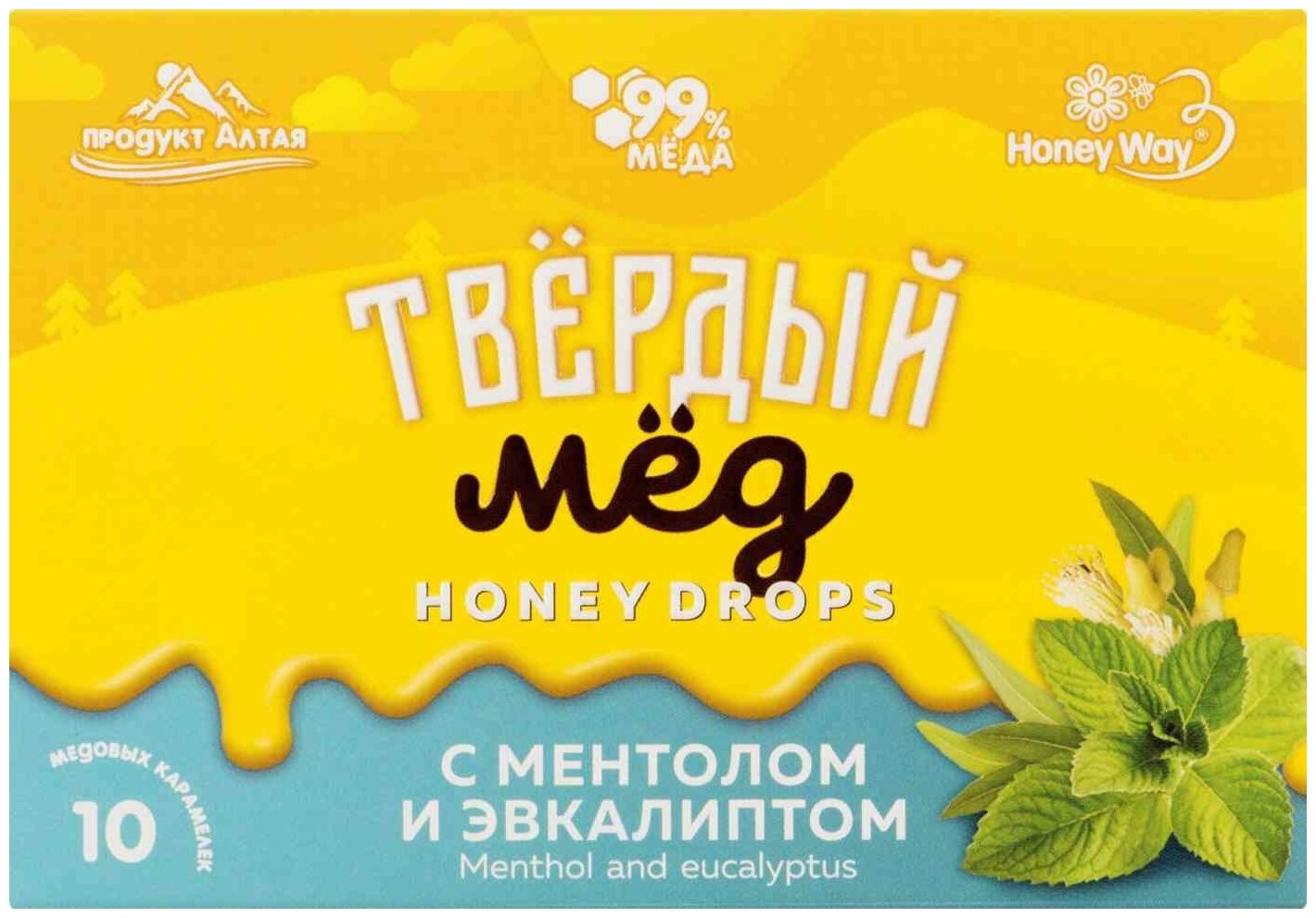 Мёд твёрдый с ментолом и эвкалиптовым маслом HoneyWay 30 г - фотография № 4